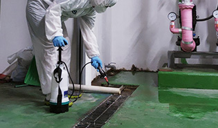 해충방재:건물 내 하수구 주변 소독
